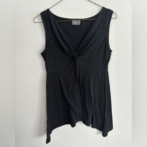 Strazzi front knot sleeveless black knotted tank top size Small